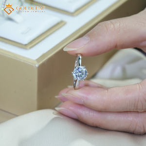 Nouvelles bagues de mariage en zircone cubique Goldleaf, plaquées argent 925, or blanc 18 carats, 1CT 2CT 3CT, taille brillant rond, bagues de fiançailles - Product Image 3