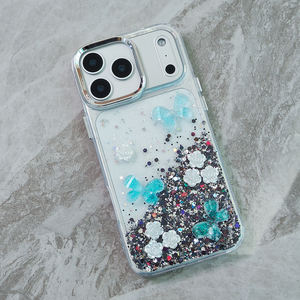 Nouvelle coque de téléphone populaire en TPU PC transparente avec des fleurs et des papillons en époxy scintillant pour Tecno Spark 40 <span class=keywords><strong>Pro</strong></span>+ coque de luxe - Product Image 3