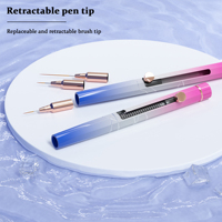 Nouveau Design Nail Art Manucure Set 4 pcs + 16 Tips Nylon/Kolinsky Hair Rose Bleu Dégradé Rétractable Manche En Plastique Brosse À Ongles