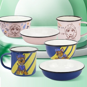 Fabricant BSCI, design de dessins animés, vente en gros, logo personnalisé imprimé en vrac, assiettes et tasses en émail de WUJO - Product Image 3