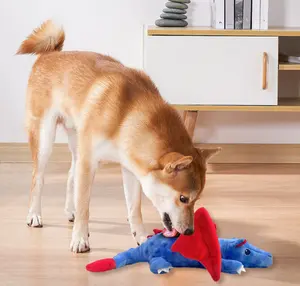 2024 नया डायनासोर डिज़ाइन पालतू पीसने वाला दांत खिलौना इंटरैक्टिव कुत्ता स्क्वीकी खिलौना आलीशान कुत्ता चबाने वाला खिलौना