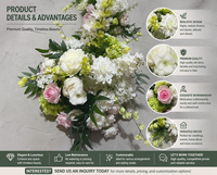 Arrangements floraux artificiels réalistes faits main en hortensias roses et verts pour mariages, centres de table, baby showers et allées de fête