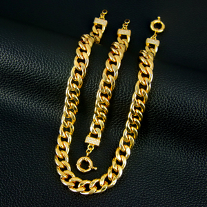 Fashion Luxury Women Wedding Jewelry Set 21k Gold Plated Hip Hop Style Necklace Bracelet for Women Party - Product Image 5