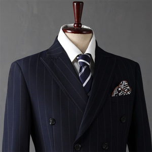 Trajes de negocios informales para hombres, chaquetas a rayas con doble botonadura, estilo frontal plano, conjunto de ropa de <span class=keywords><strong>boda</strong></span> para padrinos de <span class=keywords><strong>boda</strong></span> y novios - Product Image 2