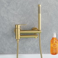 Ensemble de douche double à levage vertical en cuivre finition or, mitigeur eau chaude/froide pour salles de bain et appartements