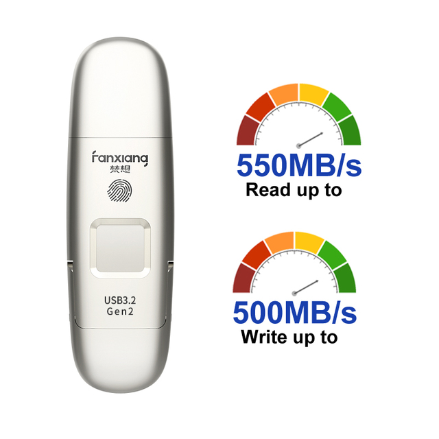 Wholesale Bulk Fingerprint Recognition Encrypted Waterproof Metal 128 256 512 GB 1 TB Type C OTG USB3.0 Solid State Flash Drives