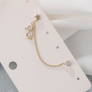 Double Ear Piercing <b>Bear</b> Stud Earrings Korean <b>Cute</b> Star Cartilage Chain For Small Earlobes Gift Jewelry EH3308 - Product Image 3