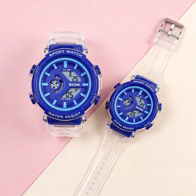 Multifunction LED Fashion Transparent Band Digital Sports Waterproof Watch Stopwatch Backlight Alarm Week for Men Women Outdoor
