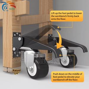 2,5/3 Zoll Werkbank Tischsäge Mobile Lenkrolle Traglast 660/880lbs (ca. 300/400kg) Fußbetriebene Abnehmbare Einziehbare Räder - Product Image 4