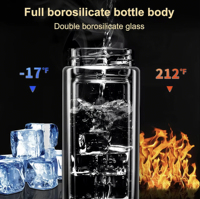 Bouteille d'eau en verre borosilicaté de qualité supérieure DAJI HYDRO à double paroi avec filtre et infuseur à thé Produit pour boissons
