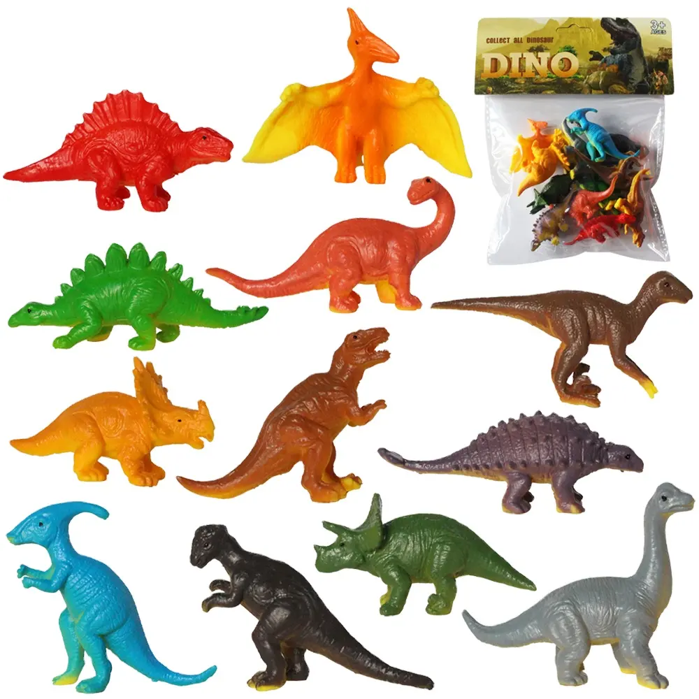 12pcs in bag 2.5 inches kids funny collection gift plastic small dinosaur toy