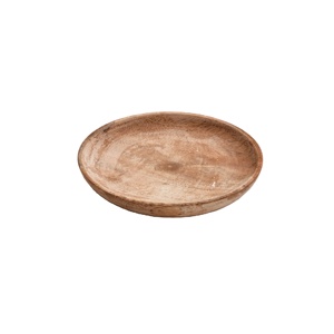 Assiette plate ronde en bois, style Wabi Sabi, faite à la main, couleur unie, vaisselle - Product Image 1