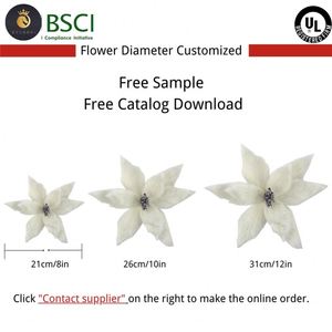 Decoraciones de flores artificiales de Navidad, tallo de flor esponjosa suave blanca con <span class=keywords><strong>estambre</strong></span> de brillo, flores de Navidad de terciopelo, Navidad - Product Image 3