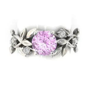 Korean cheap alloy tree branch charm cubic zirconia cz eternity bead fake diamond engagement rings jewelry women wedding