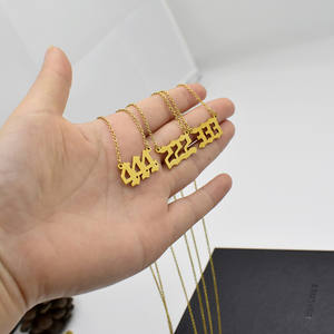 חדש זהב מצופה נירוסטה שרשרת 111 222 333 444 555 <span class=keywords><strong>666</strong></span> 777 888 999 000 שרשרת מעדן מלאך מספר שרשרת לנשים - Product Image 3