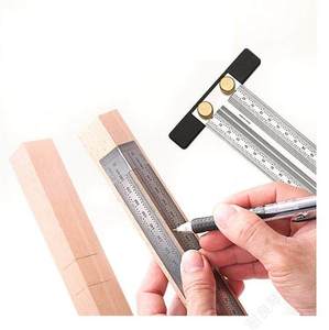 Regla en T de Acero Inoxidable para Carpintería, Medidor de Marcado de Orificios, Regla con Escala para Medición de Orificios en Madera - Product Image 6