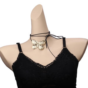 Collar de Moda con Mariposa Metálica, Aleación de Zinc, Hilo Encerado Negro, Joyería para Fiesta - Product Image 2