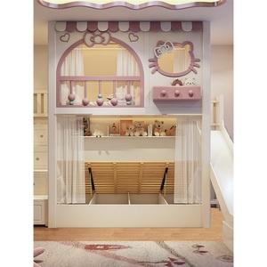 <span class=keywords><strong>Lit</strong></span> <span class=keywords><strong>superposé</strong></span> pour enfants avec personnage de dessin animé JS, <span class=keywords><strong>lit</strong></span> de princesse avec porte ouvrante pour le rangement, avec armoire à escalier, gain de place - Product Image 4