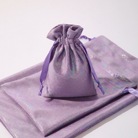 Pochette à cordon en velours scintillant de luxe avec logo personnalisé, sacs d'emballage pour bijoux, épais, anti-poussière, à effet métallique irisé et brillant