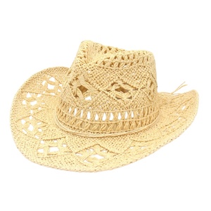 Wide Brim <b>Straw</b> <b>Hat</b> Men & Women's <b>Summer</b> <b>Straw</b> <b>Hat</b> Cowboy Cowgirl Shapeable Hollow Out Woven Roll Up Beach Sun <b>Hat</b> - Product Image 2