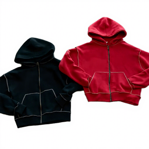 Sudadera con Capucha Corta para Hombre, con Cierre, Color Sólido, Felpa, 100% Algodón, Corte Regular, Bordada, Informal, para Invierno, con Logotipo Personalizado - Product Image 1
