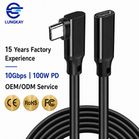 Câble d'extension USB 3.2 Type C LUNG KAY à 90 degrés, 20 Gbit/s, 100 W PD, rallonge à angle droit pour Steam Deck VR SSD OEM