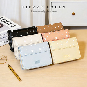 Pierre Loues Daisy Print Short <b>Wallet</b> <b>For</b> Women Multi <b>Card</b> Slot Zipper Coin Purse Portable <b>Card</b> <b>Holder</b> All In One Bag - Product Image 1