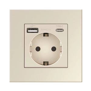 Premium 20W PD Receptáculo de carga rápida Panel de PC Tipo C + A Toma de corriente montada en la pared de la UE 16A con puertos USB con precio de fábrica - Product Image 1
