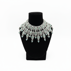 <b>Silver</b> Plated Fine Jewelry Set with Crystal Stone and Beads Necklace - Product Image 2