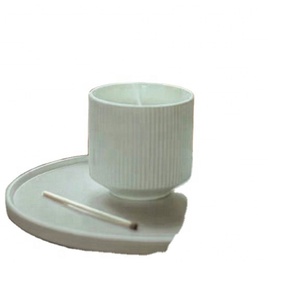 China Factory Engraved Logo <b>White</b> Luxury Matte Black Porcelain Candle Vessels Empty Ceramic Candle Jars Candle Containers - Product Image 5