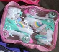 Patins à roulettes réglables 4 tailles Rainbow pour filles et garçons, enfants, roues doubles, roues lumineuses, intérieur/extérieur