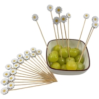 100 pièces blanc marguerite fleur bambou brochette Buffet Cupcake fruits fourchette jardin mariage décoration