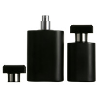 Flacon de parfum carré noir, emballage cosmétique, flacon en verre à fine brume