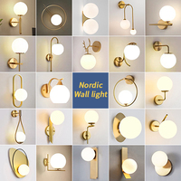 Chambre à coucher de luxe montage sur maison éclairage intérieur lustres décoratifs d'intérieur métal or noir moderne verre Led applique murale lampes