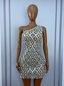 Abito tubino mini monospalla con strass glitterati argento, taglie forti, aderente, <span class=keywords><strong>da</strong></span> sera, per banchetti, feste, balli, abbigliamento <span class=keywords><strong>da</strong></span> club <span class=keywords><strong>da</strong></span> donna - Product Image 5