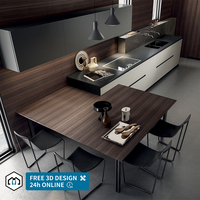 Cuisine modulaire en L sur mesure George Group, gris foncé, stratifié, prête à assembler, moderne, avec marbre/résine, fabriquée en Chine