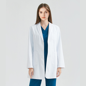 Bata Blanca Unisex Antiestática de Manga Larga con 3 Bolsillos, Abertura Trasera y Botones Frontales para Laboratorio, Clínica, Hospital, Centro de Estética - Product Image 1