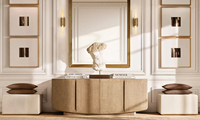 Commode en bois massif de style moderne et luxueux du milieu du siècle, meuble durable pour hôtel et salon