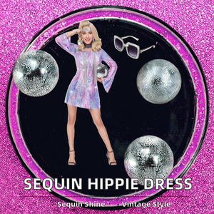 Vestido Hippie Retro <span class=keywords><strong>de</strong></span> lentejuelas brillantes <span class=keywords><strong>de</strong></span> manga larga 70-80s Disco Party Flare Vintage Tie-Dye Clubwear para rapero traje <span class=keywords><strong>de</strong></span> fiesta <span class=keywords><strong>de</strong></span> Halloween - Product Image 2