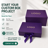 Boîte cadeau carrée à fermeture magnétique, en papier, sur mesure, réutilisable, avec doublure en carton violet et or, pliable
