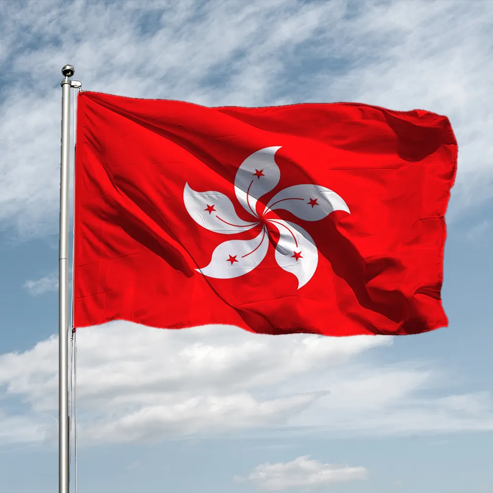 Flagnshow 3x5ftフライングポリエステル90x150cmスクリーン印刷香港旗