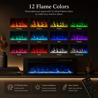 Meuble TV Kalsubo tout noir de 70 pouces avec foyer électrique de 36 pouces, lumières LED 12 couleurs, grand rangement, divertissement