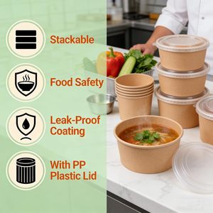 Bol à soupe rond jetable en papier, récipient alimentaire en papier, bol à nouilles jetable en papier - Product Image 6