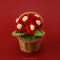 Panier à fleurs miniature en crochet fait main multicolore, en laine tricotée, écologique, décorations d'Halloween, ensembles cadeaux DIY