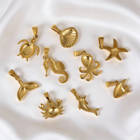 Pendentif breloque fait main en acier inoxydable 316L, série Océan (Hippocampe, Étoile de mer, Tortue, Pieuvre, Poisson, Dauphin), accessoires de bijoux DIY
