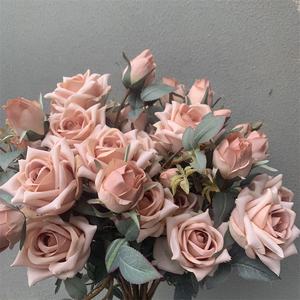 Fleurs de style champ d'europe du nord, roses artificielles de mariage en soie à 4 têtes pour <span class=keywords><strong>bouquet</strong></span> de mariée, L-347 - Product Image 2
