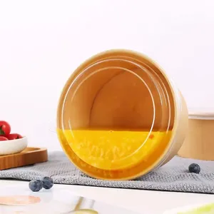 Экологичная одноразовая миска для супа и салата из крафт-бумаги с крышкой