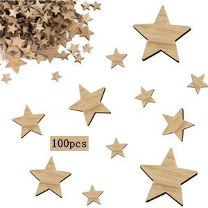 Vente en gros de copeaux de bois creux en forme d'étoile à cinq branches et d'étoile hexagonale, pièces de puzzle DIY, décoration de Noël - Product Image 1