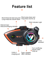 Headphone Helm Interkom Motor Y80-2X dengan Speaker HIFI 40mm