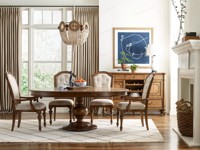 Ensemble de table à manger classique américaine élégante en bois massif avec 6 chaises rembourrées à dossier haut pour la salle à manger